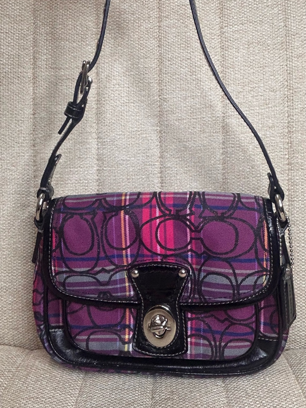 Purple Patterned Crossbody Shoulder Bag